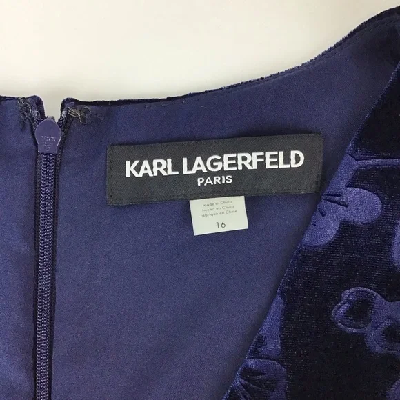 NWT Karl Lagerfeld Paris Navy Floral Embossed Velvet Jumpsuit16